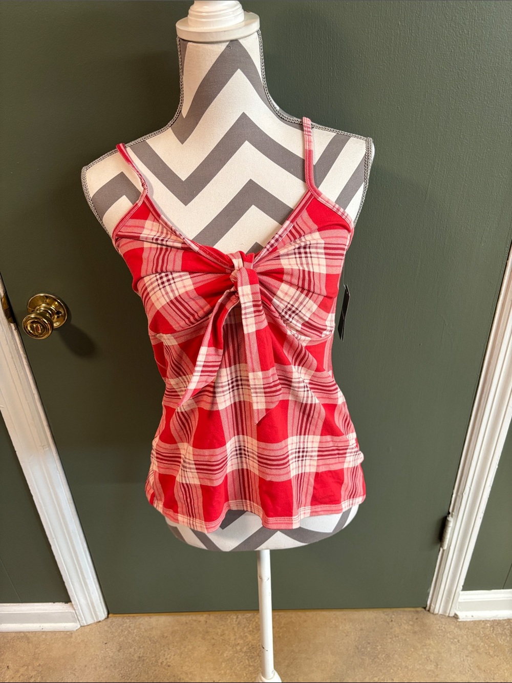 torrid Red Plaid Tie-Front Tank Top